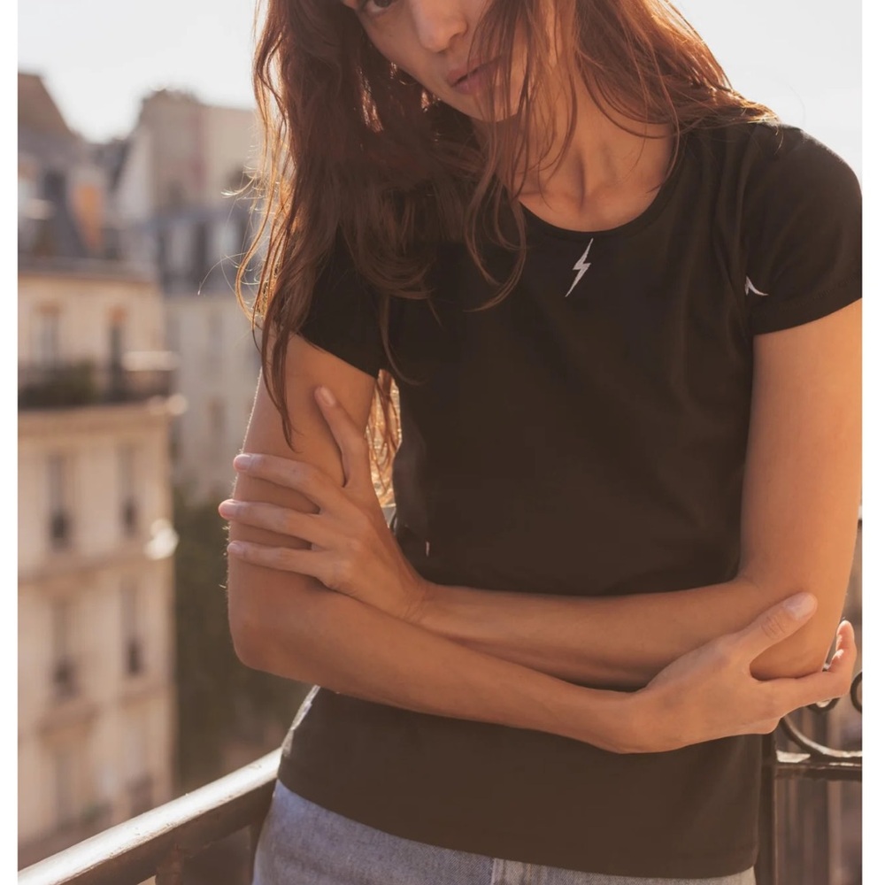 Catherine Gee Embroidered Bolt Tee Black Size XL - Picture 14 of 14